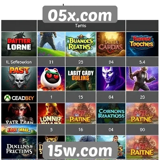 Comparação entre jogos disponíveis na plataforma 05x.com